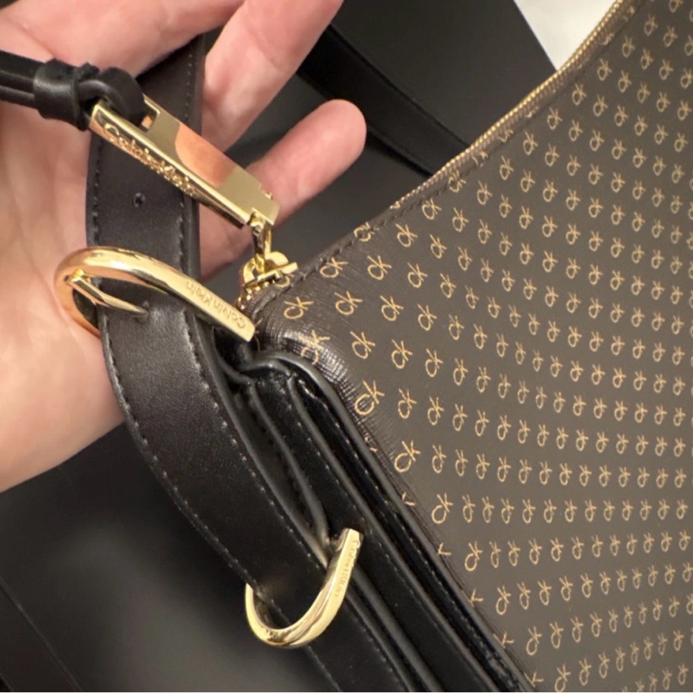 Calvin Klein Brown Monogram Crossbody with Gold Accents - Picture 8 of 9